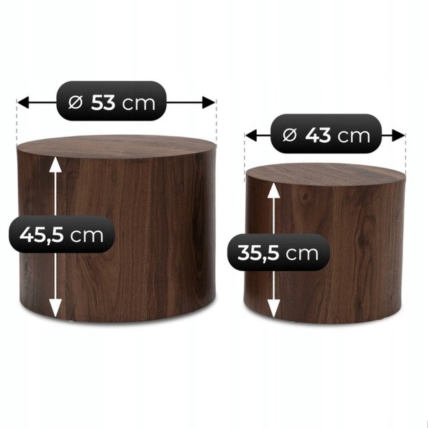 Leila LEILA kavos staliukų komplektas, 43 cm/53 cm, juodas marmuras, modernus žavesys 3