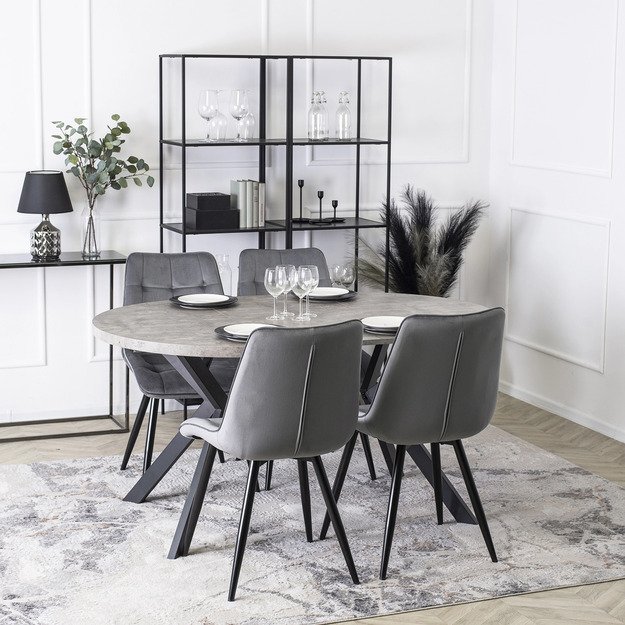 RIO Minkštas svetainės krėslas RIO pilkas aksomas modernus loftas 3