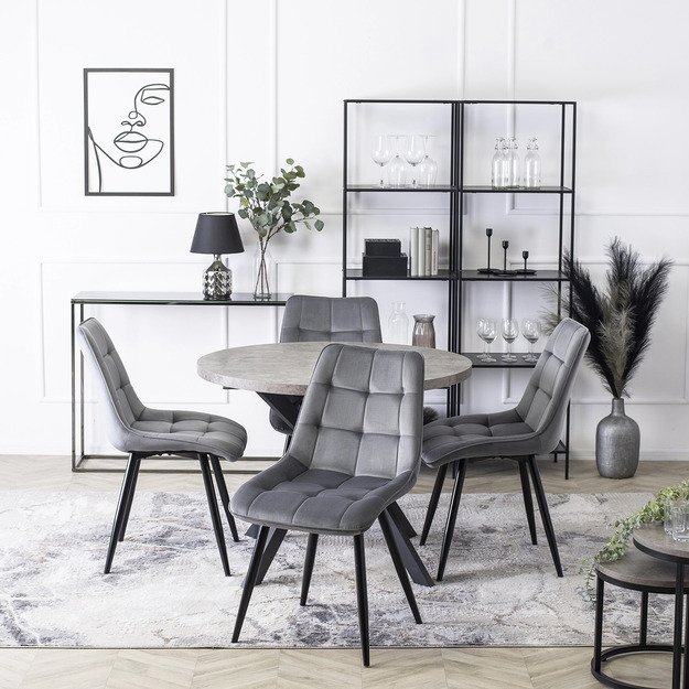 RIO Minkštas svetainės krėslas RIO pilkas aksomas modernus loftas 16