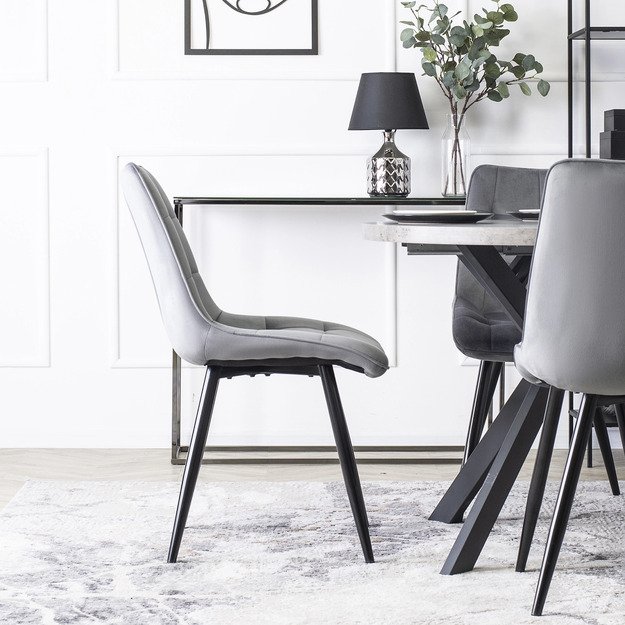 RIO Minkštas svetainės krėslas RIO pilkas aksomas modernus loftas 6