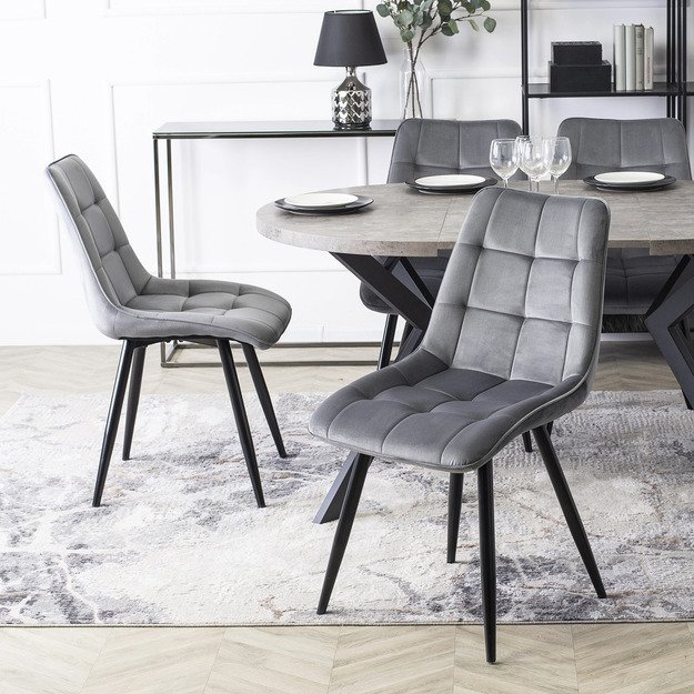 RIO Minkštas svetainės krėslas RIO pilkas aksomas modernus loftas 5