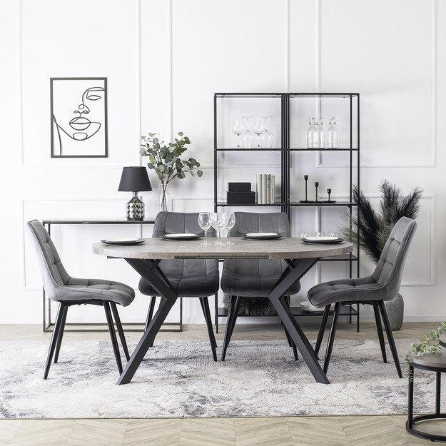 RIO Minkštas svetainės krėslas RIO pilkas aksomas modernus loftas 4