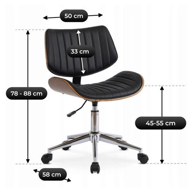 Teksasas TEXAS biuro pasukama kėdė, riešuto spalvos/juoda, moderni, aptraukta eko oda 8