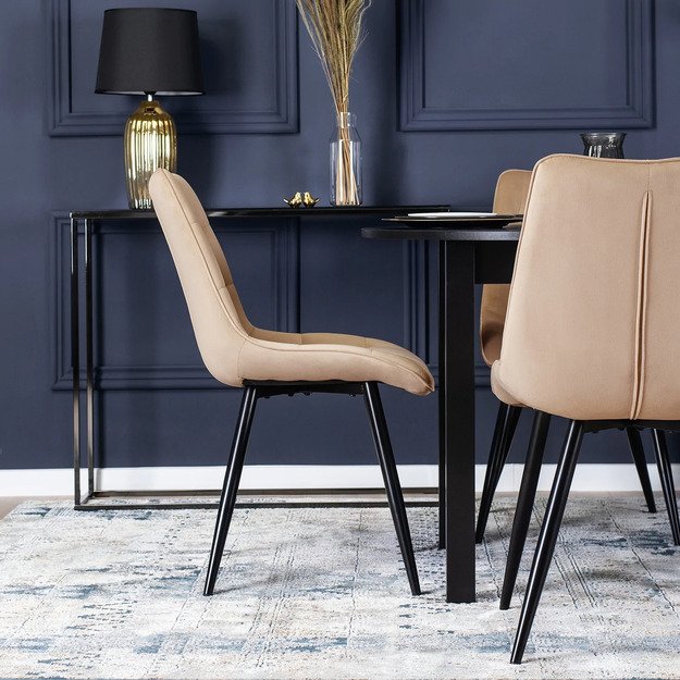 Robinas ROBIN apmuštas svetainės krėslas, smėlio spalvos, aksominis, modernus loftas 6