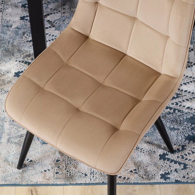 Robinas ROBIN apmuštas svetainės krėslas, smėlio spalvos, aksominis, modernus loftas 5