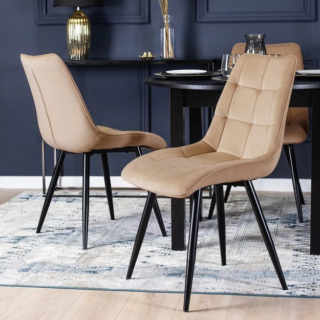 Robinas ROBIN apmuštas svetainės krėslas, smėlio spalvos, aksominis, modernus loftas 3