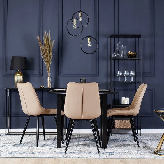 Robinas ROBIN apmuštas svetainės krėslas, smėlio spalvos, aksominis, modernus loftas 2