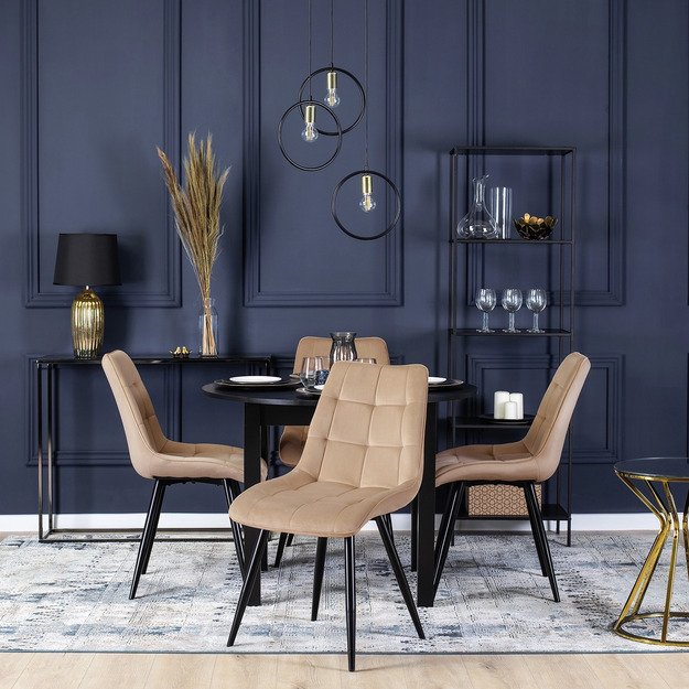 Robinas ROBIN apmuštas svetainės krėslas, smėlio spalvos, aksominis, modernus loftas 1