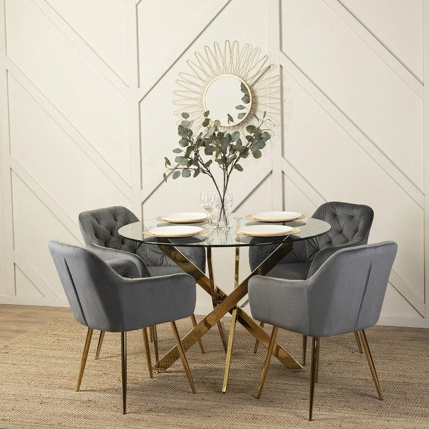 Rėja RAYA minkštas svetainės krėslas pilko aksomo spalvos, modernus žavesys 2