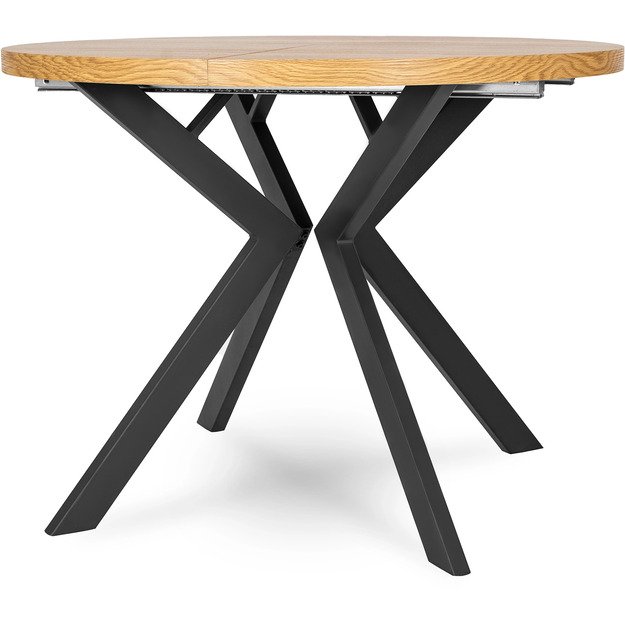 Lukas Apvalus išskleidžiamas stalas LUKAS, 100–250 cm, auksinio ąžuolo spalvos, modernus loftas 7