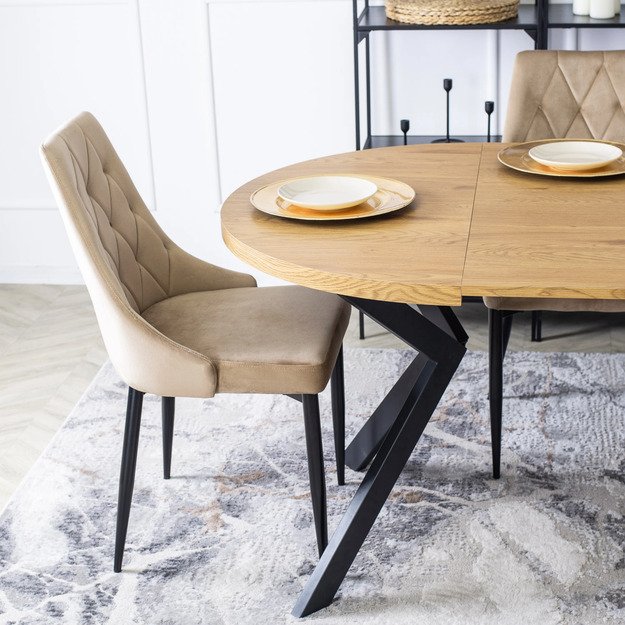 Lukas Apvalus išskleidžiamas stalas LUKAS, 100–250 cm, auksinio ąžuolo spalvos, modernus loftas 4