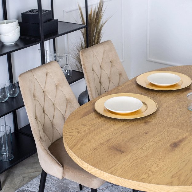 Lukas Apvalus išskleidžiamas stalas LUKAS, 100–250 cm, auksinio ąžuolo spalvos, modernus loftas 3