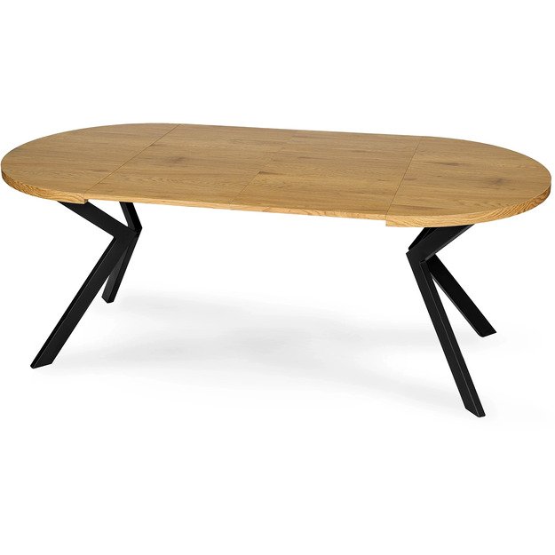 Lukas Apvalus išskleidžiamas stalas LUKAS, 100–250 cm, auksinio ąžuolo spalvos, modernus loftas 11