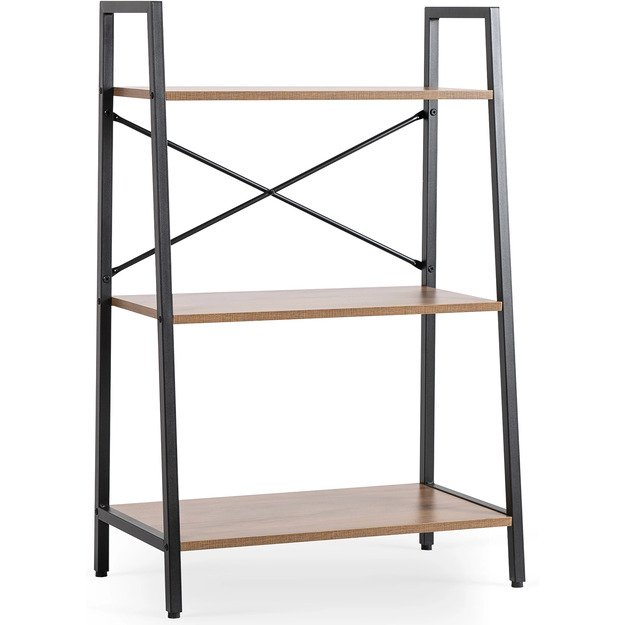 Vioras VIOR žema atvira lentyna svetainei, auksinio ąžuolo/juodos spalvos, žaislams, metalinis ąžuolo palėpės formos 5