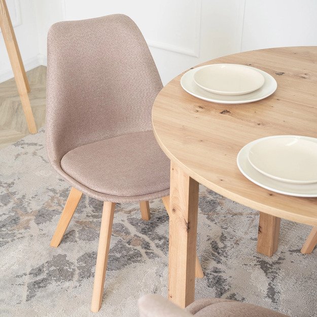 Nevelis NEVEL smėlio spalvos skandinaviško stiliaus apmuštas valgomojo krėslas 1