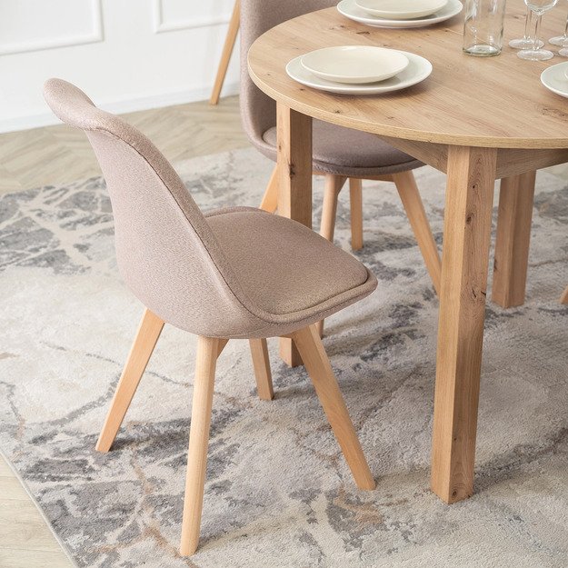 Nevelis NEVEL smėlio spalvos skandinaviško stiliaus apmuštas valgomojo krėslas 4