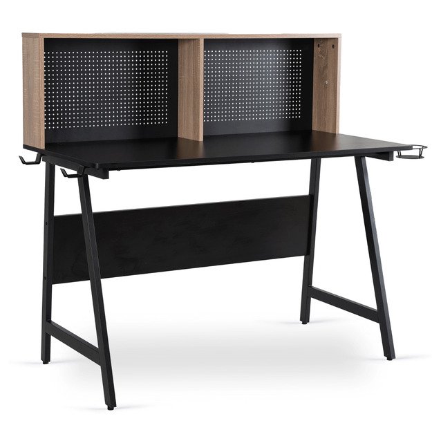 Ledas ICE žaidimų stalas su rankenomis žaidėjams, 138,5 cm, juodas/Sonoma ąžuolas, modernus lofto stiliaus 1