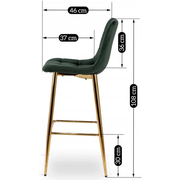 Arielė Apmuštas baro kėdė ARIEL, žalias aksomas, modernus glamūras 7