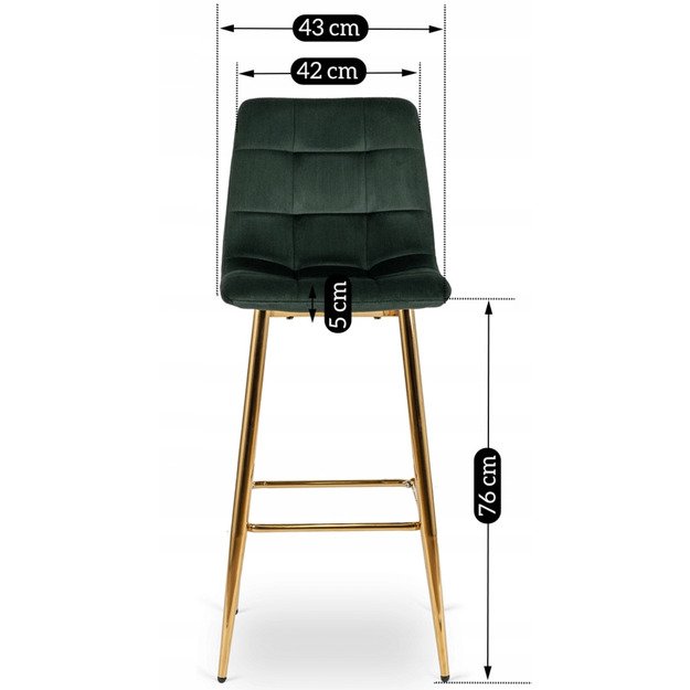 Arielė Apmuštas baro kėdė ARIEL, žalias aksomas, modernus glamūras 6