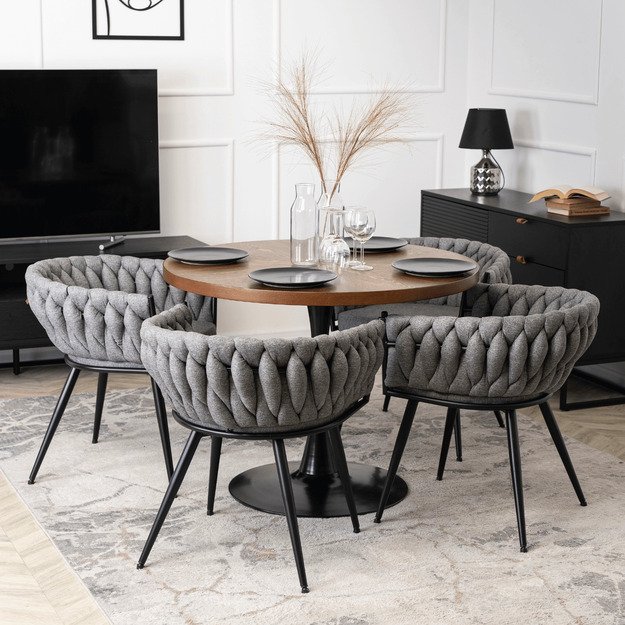 Empolis EMPOLI apmuštas austas svetainės krėslas, pilkas, modernus loftas 1