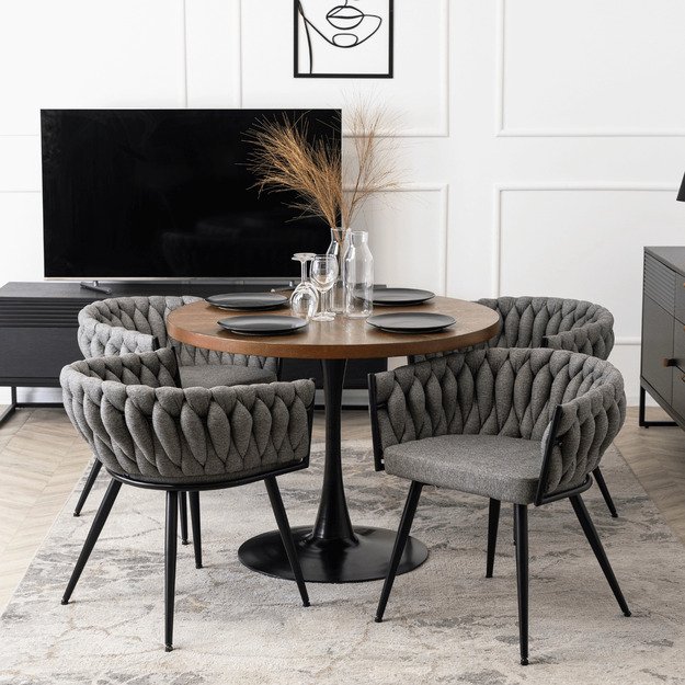 Empolis EMPOLI apmuštas austas svetainės krėslas, pilkas, modernus loftas