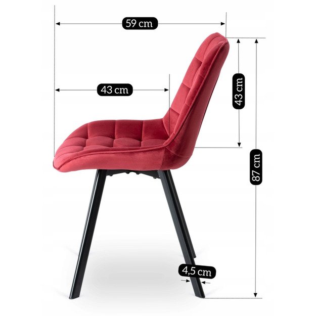 RICK Burgundiško aksomo kėdė 9