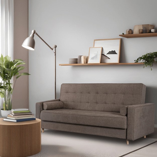 Malta Dvivietė sofa su miegojimo funkcija MALTA, ruda, moderni svetainė