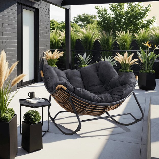 Eltonas ELTON sodo supamoji kėdė su rogutėmis, juoda, moderni