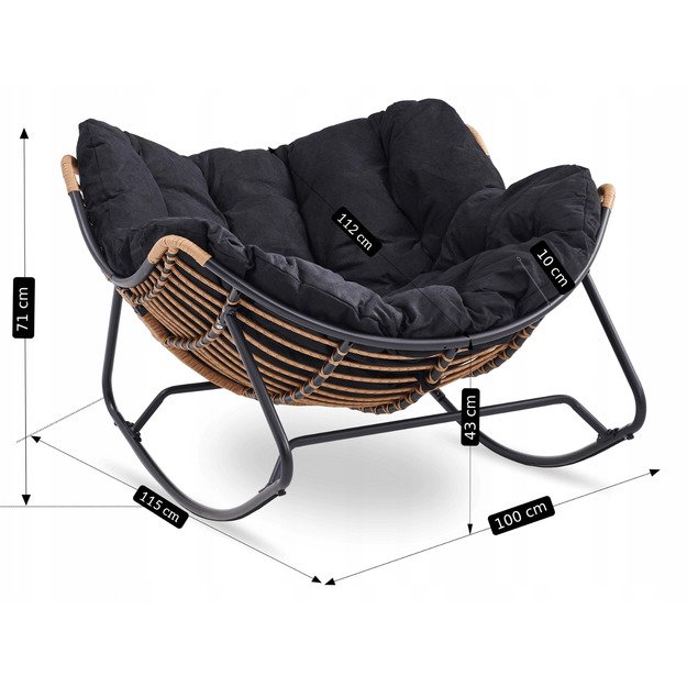 Eltonas ELTON sodo supamoji kėdė su rogutėmis, juoda, moderni 5