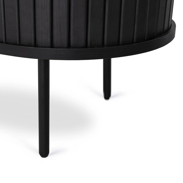 Triša TRISH stumdoma komoda svetainei, 180 cm, juoda, dviejų durų, grioveliai, moderni 10