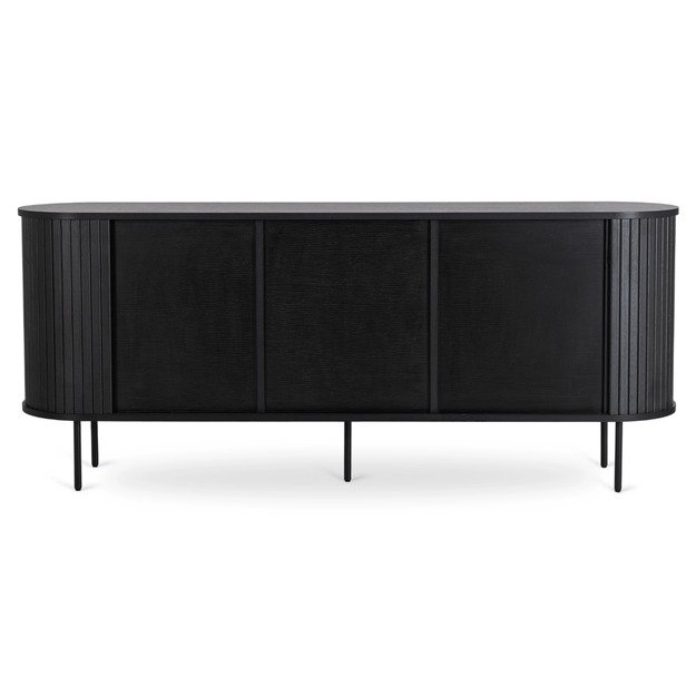 Triša TRISH stumdoma komoda svetainei, 180 cm, juoda, dviejų durų, grioveliai, moderni 7