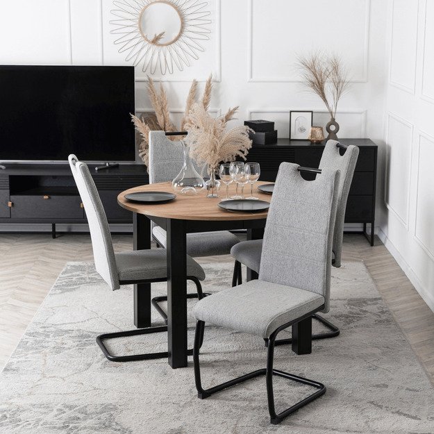 Lopezas LOPEZ minkštas krėslas, pilkas, su konsole, modernus 1