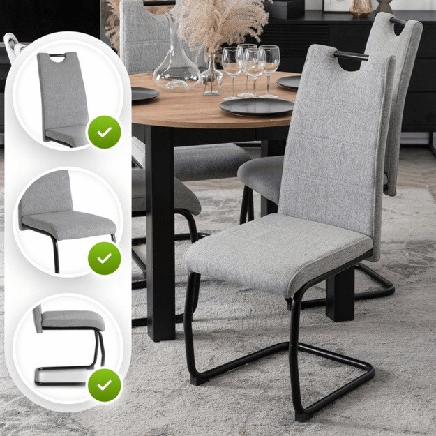 Lopezas LOPEZ minkštas krėslas, pilkas, su konsole, modernus