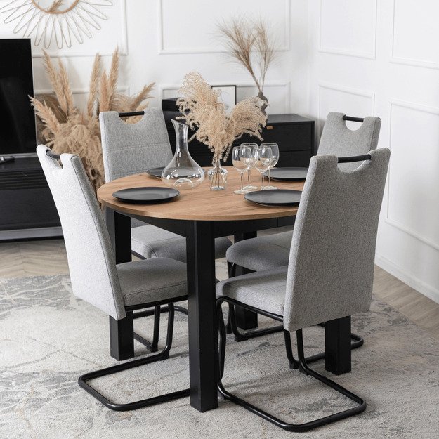 Lopezas LOPEZ minkštas krėslas, pilkas, su konsole, modernus 3