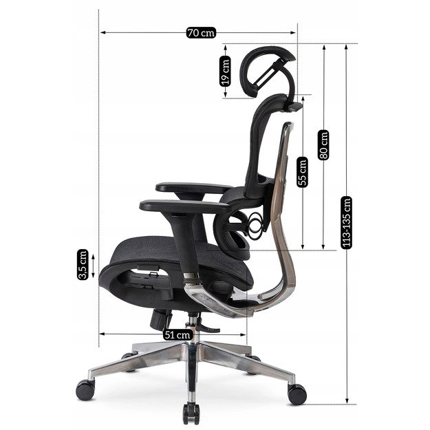 Nina NINO juoda moderni ergonominė pasukama biuro kėdė 13