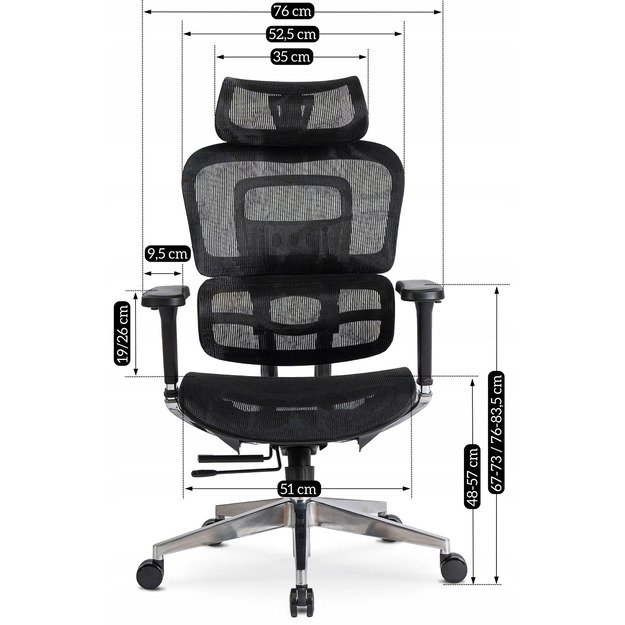 Nina NINO juoda moderni ergonominė pasukama biuro kėdė 12