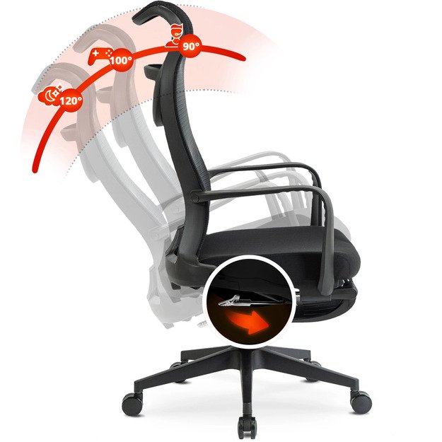 Acton ACTON ergonomiška pasukama biuro kėdė su pakoja, juoda 15