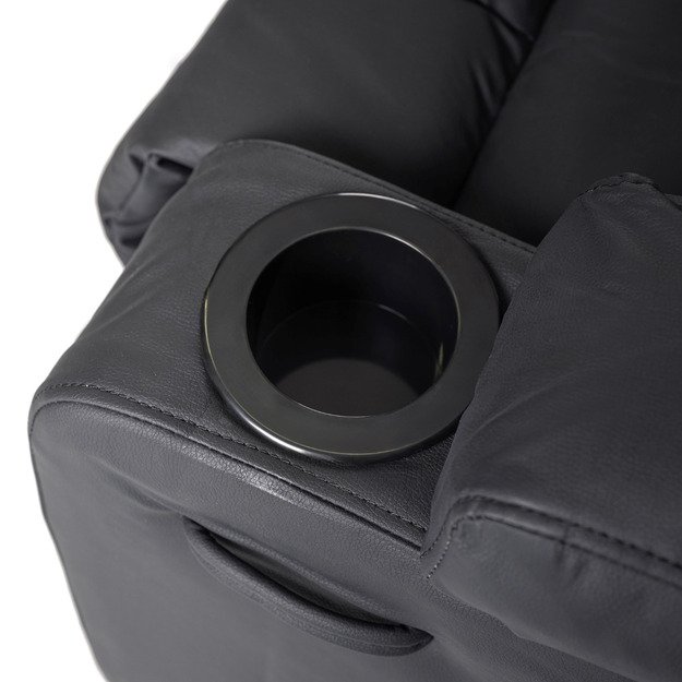Dėžutė BOX 2 atlošiama masažinė kėdė su pakoja, juoda, moderni eko oda 10