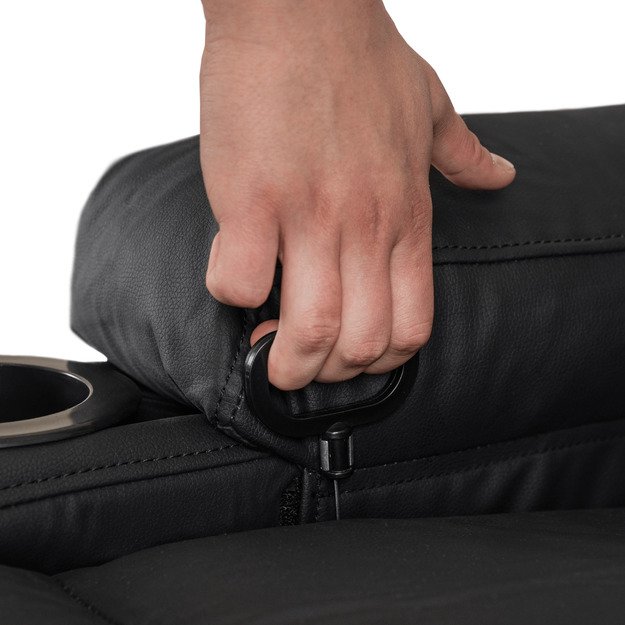 Dėžutė BOX 2 atlošiama masažinė kėdė su pakoja, juoda, moderni eko oda 12