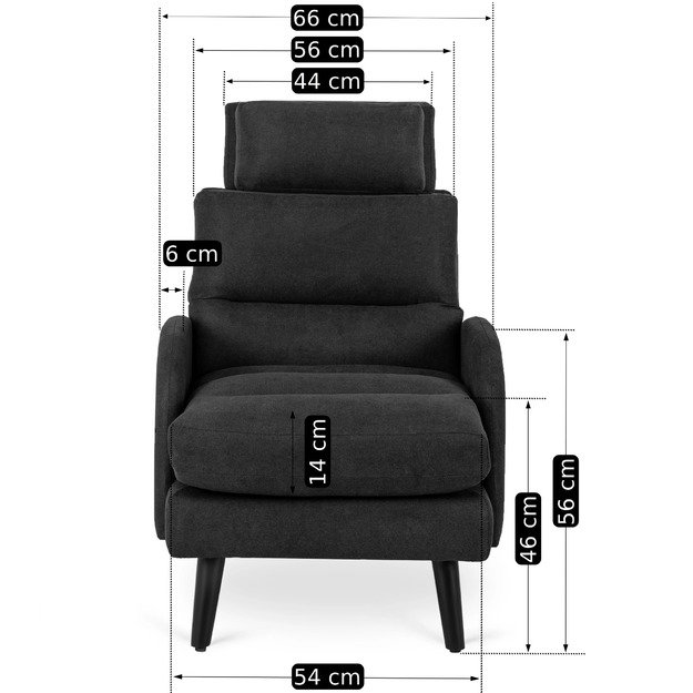 Henris HENRY poilsio krėslas su pakoja, juodas, modernus lofto stilius 14