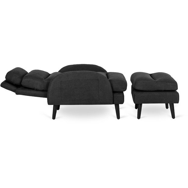 Henris HENRY poilsio krėslas su pakoja, juodas, modernus lofto stilius 10