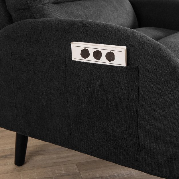 Henris HENRY poilsio krėslas su pakoja, juodas, modernus lofto stilius 4