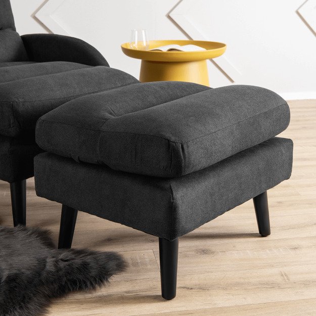 Henris HENRY poilsio krėslas su pakoja, juodas, modernus lofto stilius 5