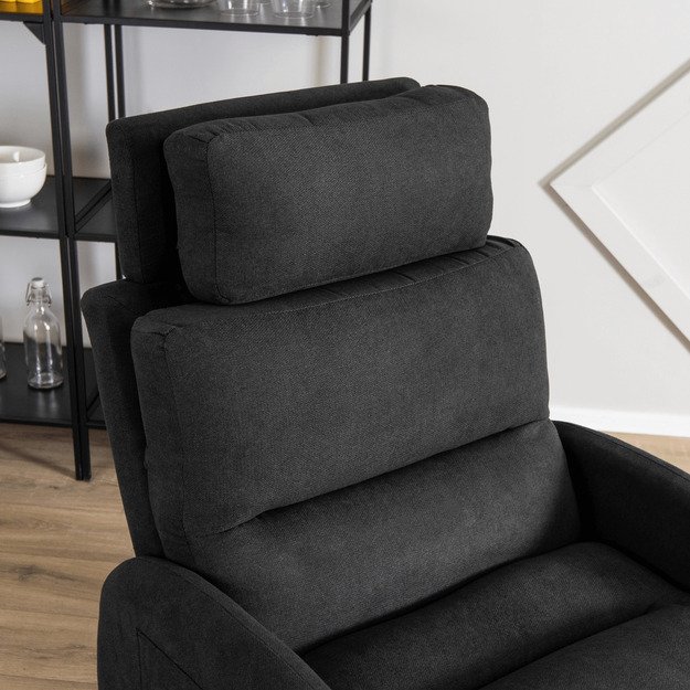 Henris HENRY poilsio krėslas su pakoja, juodas, modernus lofto stilius 3