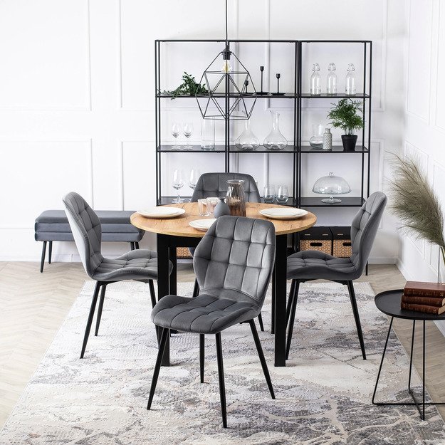 LUCKY pilka aksominė kėdė 1