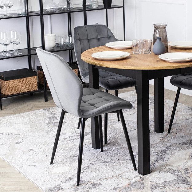 LUCKY pilka aksominė kėdė 4