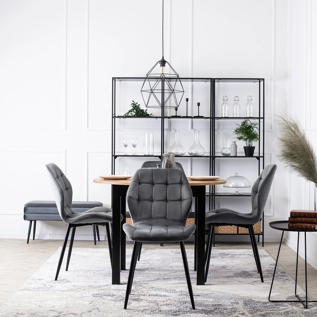 LUCKY pilka aksominė kėdė 2