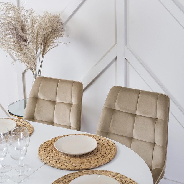 Rodri RODRI smėlio spalvos aksominis modernus minkštas svetainės krėslas 6