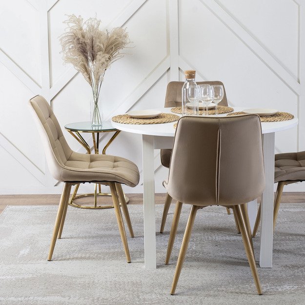 Rodri RODRI smėlio spalvos aksominis modernus minkštas svetainės krėslas 4