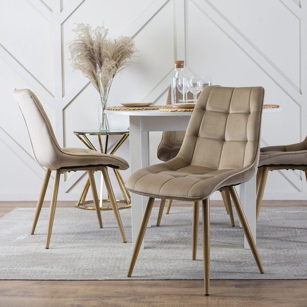 Rodri RODRI smėlio spalvos aksominis modernus minkštas svetainės krėslas 5